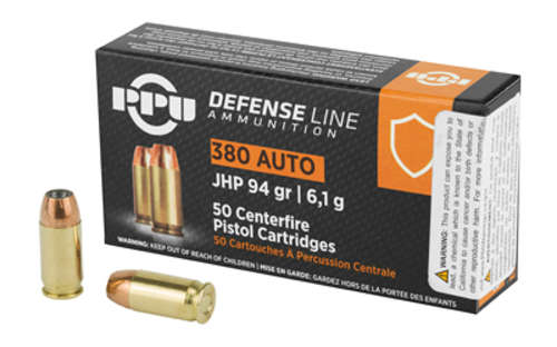 Ammunition Prvi Partizan Handgun Defense 380ACP PPU 380ACP JHP 94GR 50/1000